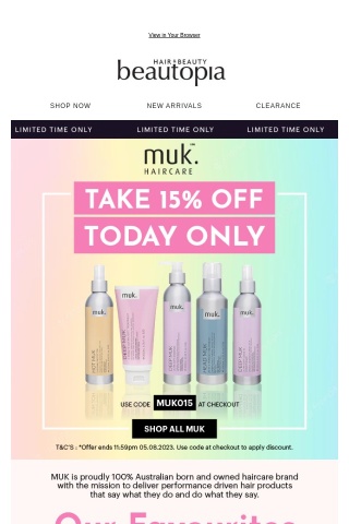 15% OFF MUK - Today Only!
