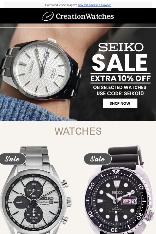 Seiko Sale - Extra 10% Off On Selected Watches