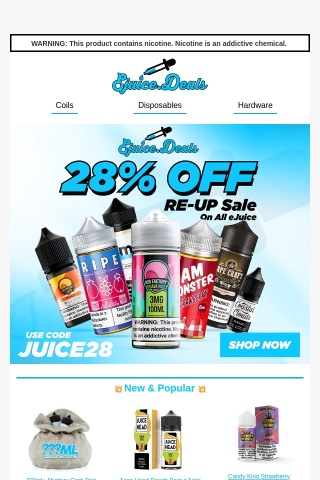 🚨EXPIRES AT MIDNIGHT: 28% OFF eJuice