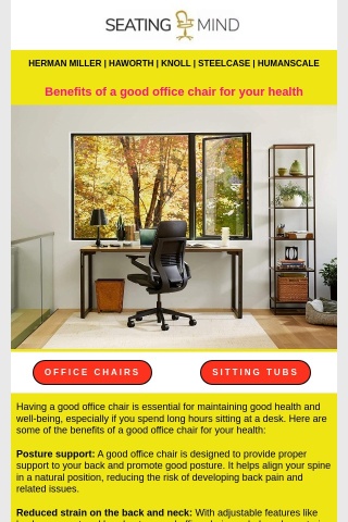 Benefits of a good office chair for your health