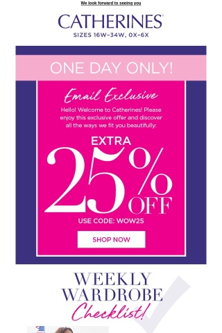 It’s time to Shop! Extra 25% off!