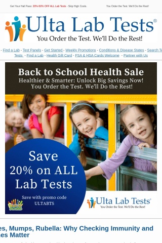Stay on Track with 20%-50% OFF ALL Lab Tests - Don't Be Tardy!