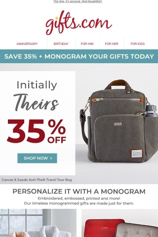 35% Off Personalized Monogrammed Gifts. 🎁