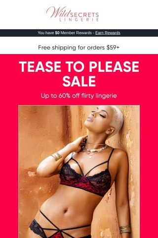 😉 Tease To Please With Up To 60% Off Sale!