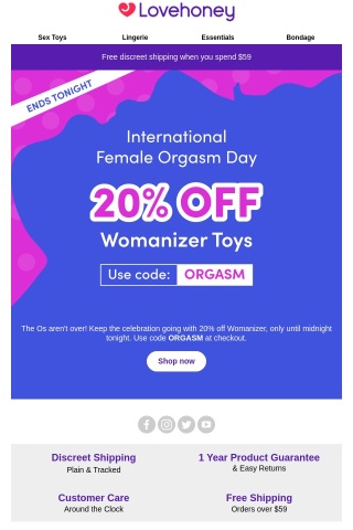 ENDS TONIGHT! 20% Off Womanizer 💙
