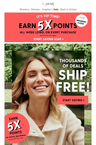 5x Rewards Points + FREE SHIPPING?! Yep!