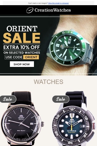 Orient Sale - Extra 10% Off On Selected Watches