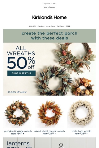 🚨 Deal Alert - 50% OFF Wreaths & Lanterns!