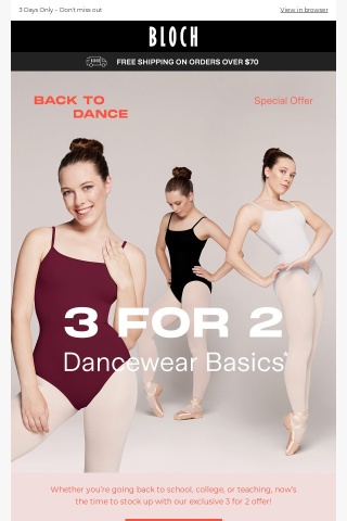 3 for 2 on Dancewear Basics