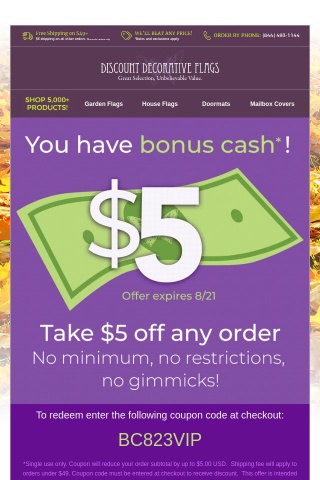 💸 Your Bonus Cash is here 🎉 redeem it by Monday 8/21