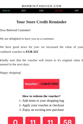 Time Is Running Out To Claim Your EUR 252 Voucher
