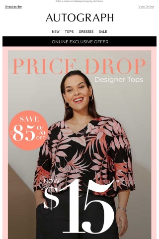 PRICE DROP! NOW $15* Designer Tops Sale