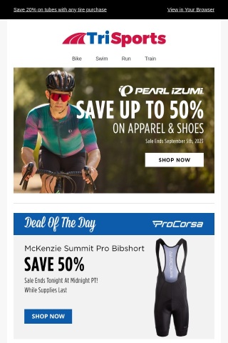 Save up to 50% on Pearl Izumi Apparel & Shoes