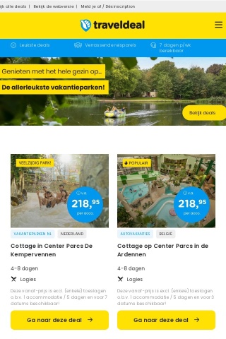 De ALLERLEUKSTE vakantieparken! 👨‍👩‍👦‍👦 Center Parcs Ardennen €218,95 | Vakantiepark Dierenbos + Beekse Bergen €429,95 | Vakantiepark Zuid-Limburg €279,15 & nog veel meer!