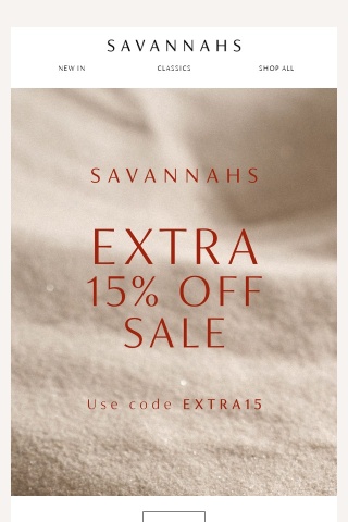 EXTRA 15% off all sale – Use code EXTRA15