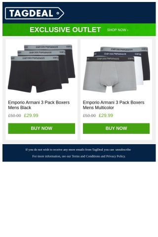 Emporio Armani 3 Pack Boxers £29.99 Only