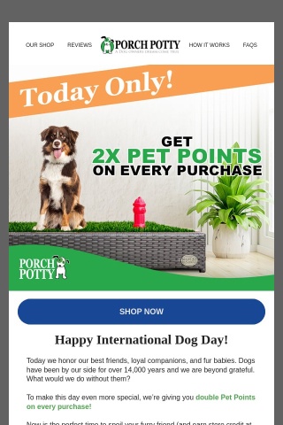 Today Only! Get Double Pet Points 🐶