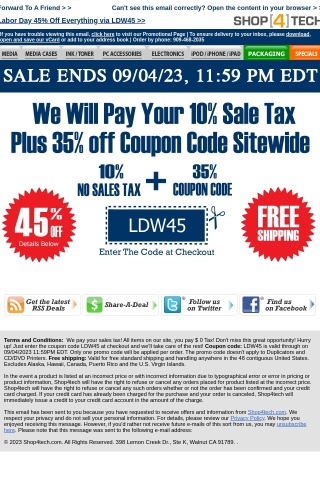 Labor Day 45% Off Everything via Code LDW45