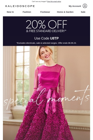 Treat yourself to 20% off & free delivery!