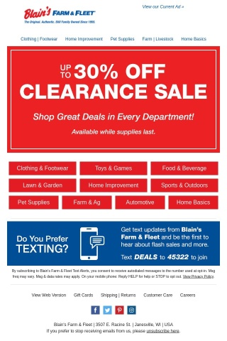Up to 30% OFF Clearance Sale ⭐ Shop Great Deals in Every Dept!