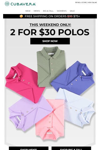 ⚡️ 2 For $30 Polos This Weekend Only ⚡️