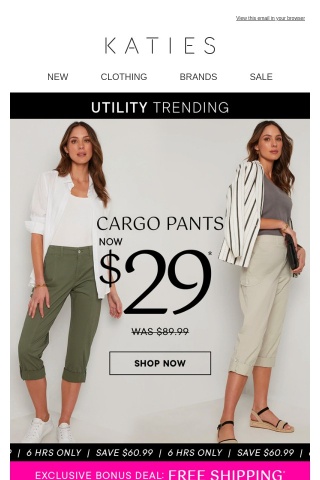 Utility Trending: $29* Cargo Pants