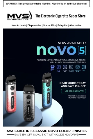 🖐️Now Available! Get Your Smok Novo 5 Starter Kit and Save 15% Off!