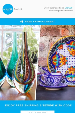 FREE SHIPPING event — From the far reaches of the globe...