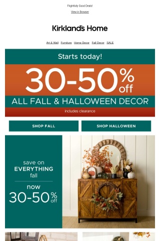 *Starting Today* Save 30-50% on All Fall and Halloween!