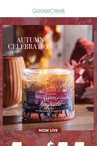 Ends at midnight! 🍁 5 for $55 3-Wick Candles