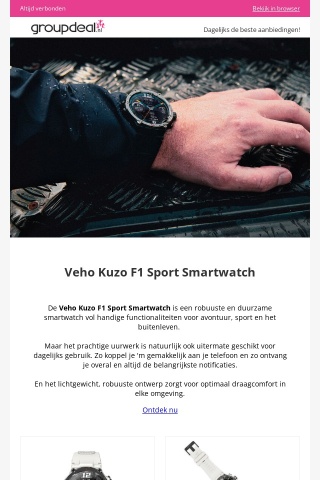 Indrukwekkende Veho Kuzo F1 Sport Smartwatch ⌚️ Nu €99,99 👍