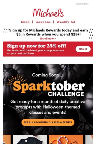Sparktober is coming 🎃 🎨 Accept the challenge of daily creative prompts with scary-fun classes and events ➡️