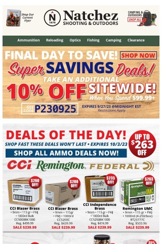 Up to $263 Off for Ammo Deals of the Day!
