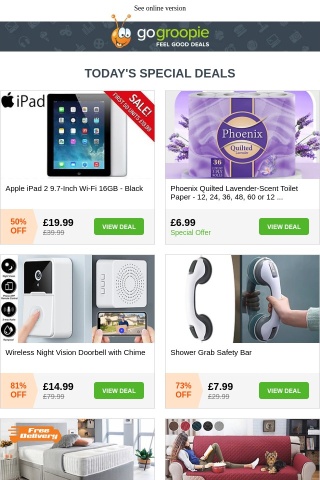 iPad 2 £19.99 - 24hrs Only! | FREE DELIVERY Divan Bed & Mattress | LED Twig Lights £6.99 | Dyson Bagless Vacuum £89.99 | Wind & Waterproof Jacket £19.99