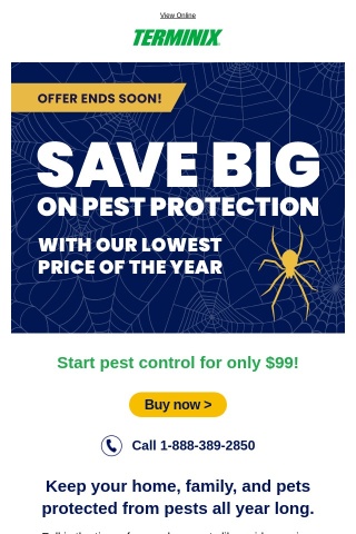 [Limited-time savings] Start year-round pest control for $99