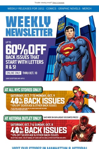 Up to 60% Off Select Back Issues, Superior Spider-Man Returns #1, Batman City Of Madness #1, Captain Marvel Assault On Eden #1, ASM Vol 6 #35, & more!