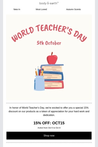 A Teacher's Appreciation: 15% Off in Honor of World Teacher's Day