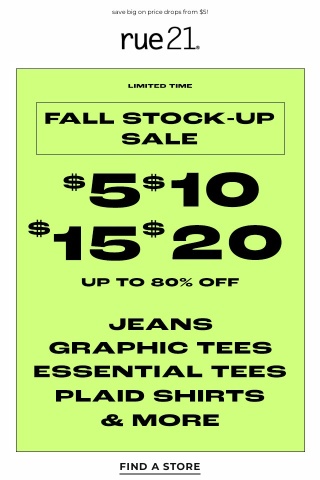 Fall Stock-Up Sale starts now