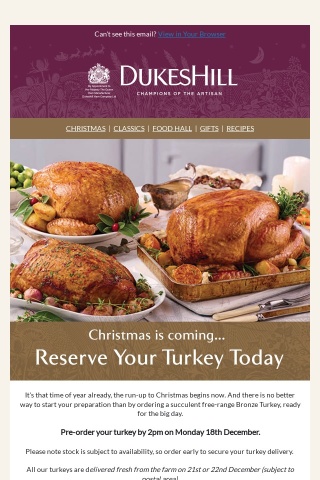 Pre-Order your Christmas Turkey today! 🎄