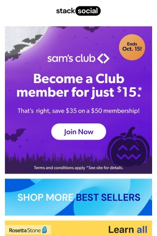 Don't miss this spooky, limited-time offer - $15 Sam's Club Membership