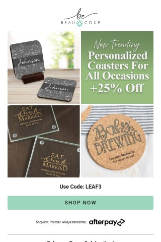 Set The Scene: Personalized Coasters For Every Event + Enjoy 25% OFF 🎉