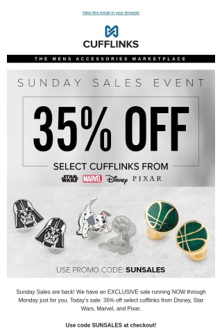 Enjoy 35% Off Select Cufflinks Today ONLY!