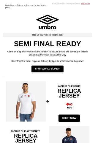 Come on England! Get 25% Off Today