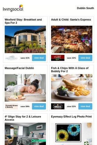 Wexford Stay: Breakfast and Spa For 2 | Adult & Child: Santa's Express | Massage/Facial Dublin | Fish & Chips With A Glass of Bubbly For 2 | 4* Sligo Stay for 2 & Leisure Access