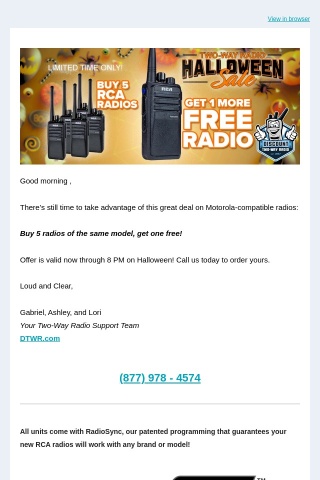 Don’t forget your free radio!