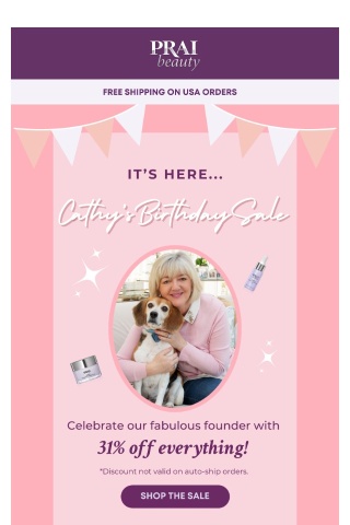 You had me at 31% off - Fill your cart, it's Cathy's B-Day! 🎉