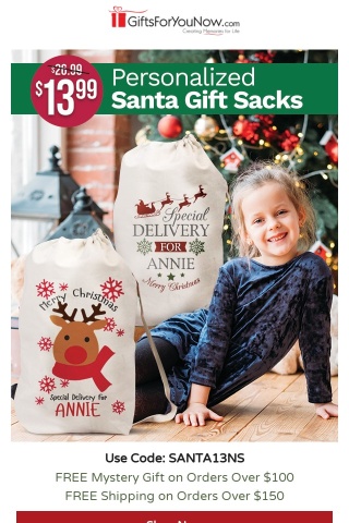 🎁$13.99 Personalized Santa Gift Sacks