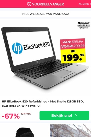 ⚡️ FLITSDEALS: HP EliteBook Laptop -67% / Warme Sjaal -75% / Elektrische Kaarsen -67% / Wandelsokken -57% / Salon Step -50%