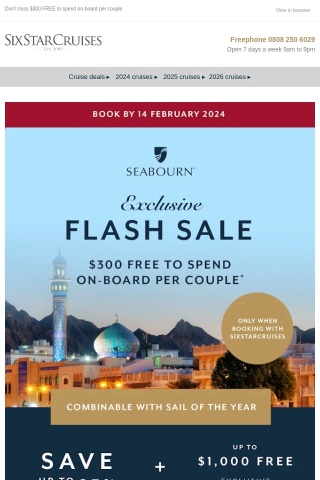 EXCLUSIVE Seabourn Flash Sale Now On!