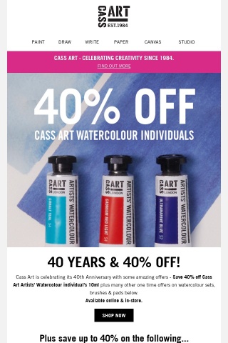 40 Years &  40% off !